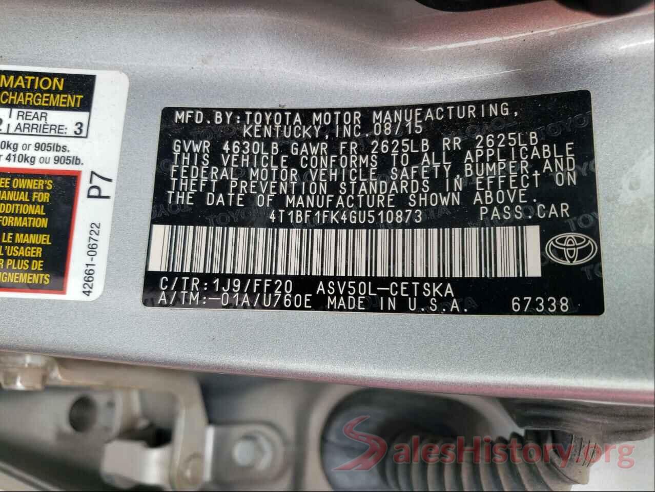 4T1BF1FK4GU510873 2016 TOYOTA CAMRY