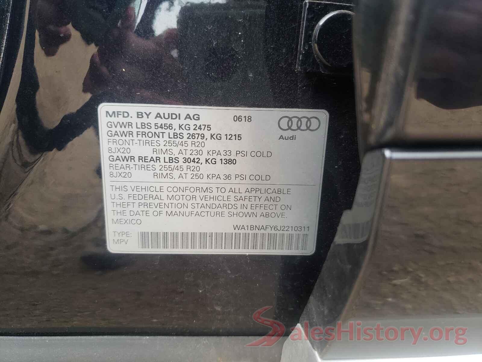 WA1BNAFY6J2210311 2018 AUDI Q5