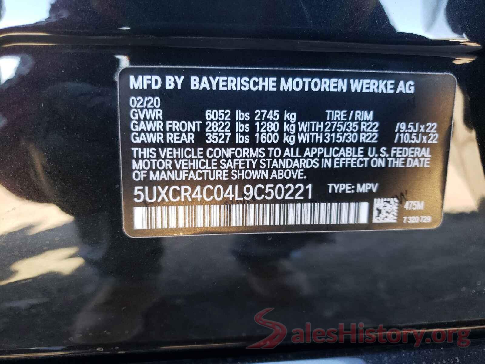 5UXCR4C04L9C50221 2020 BMW X5