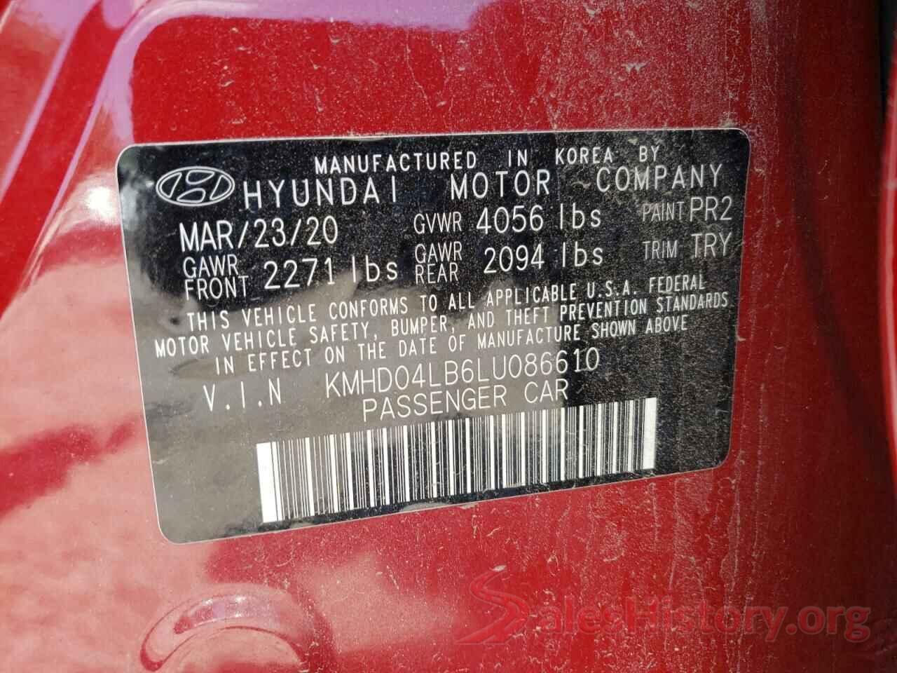 KMHD04LB6LU086610 2020 HYUNDAI ELANTRA