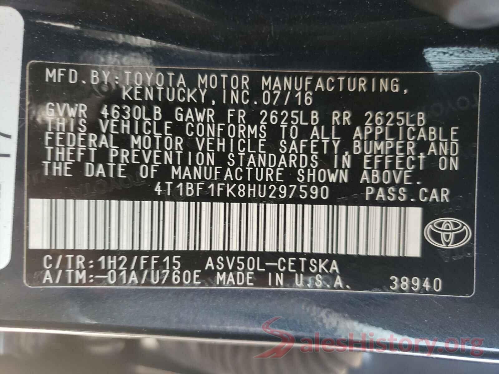 4T1BF1FK8HU297590 2017 TOYOTA CAMRY