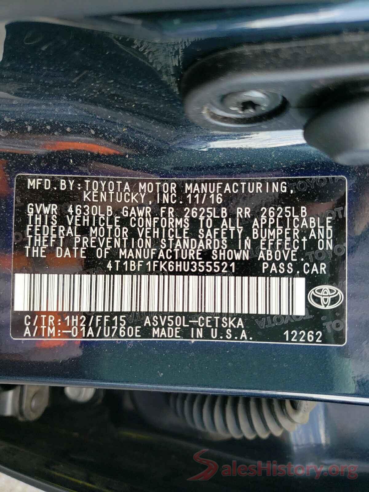 4T1BF1FK6HU355521 2017 TOYOTA CAMRY