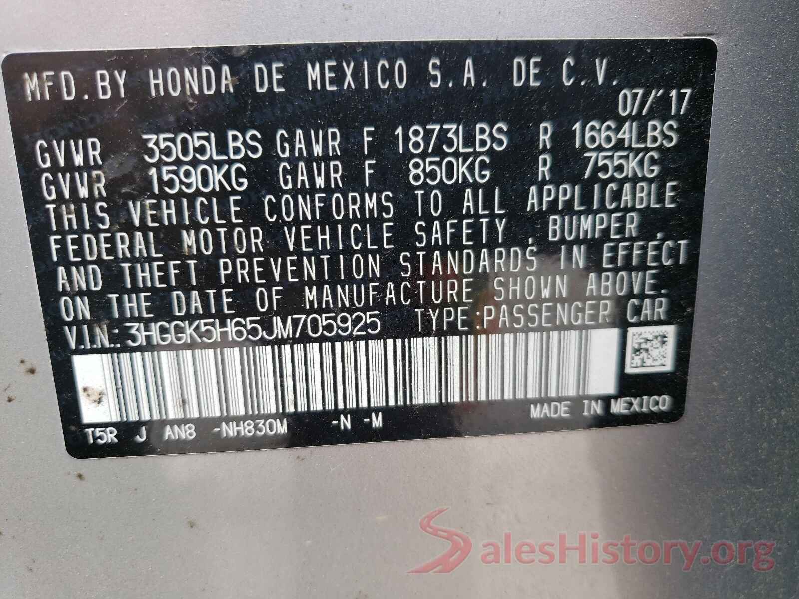 3HGGK5H65JM705925 2018 HONDA FIT