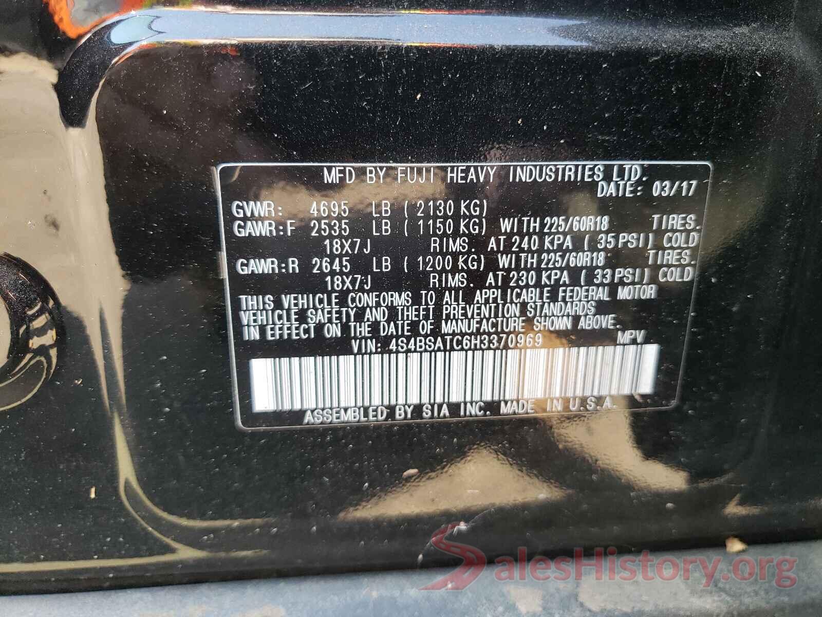 4S4BSATC6H3370969 2017 SUBARU OUTBACK