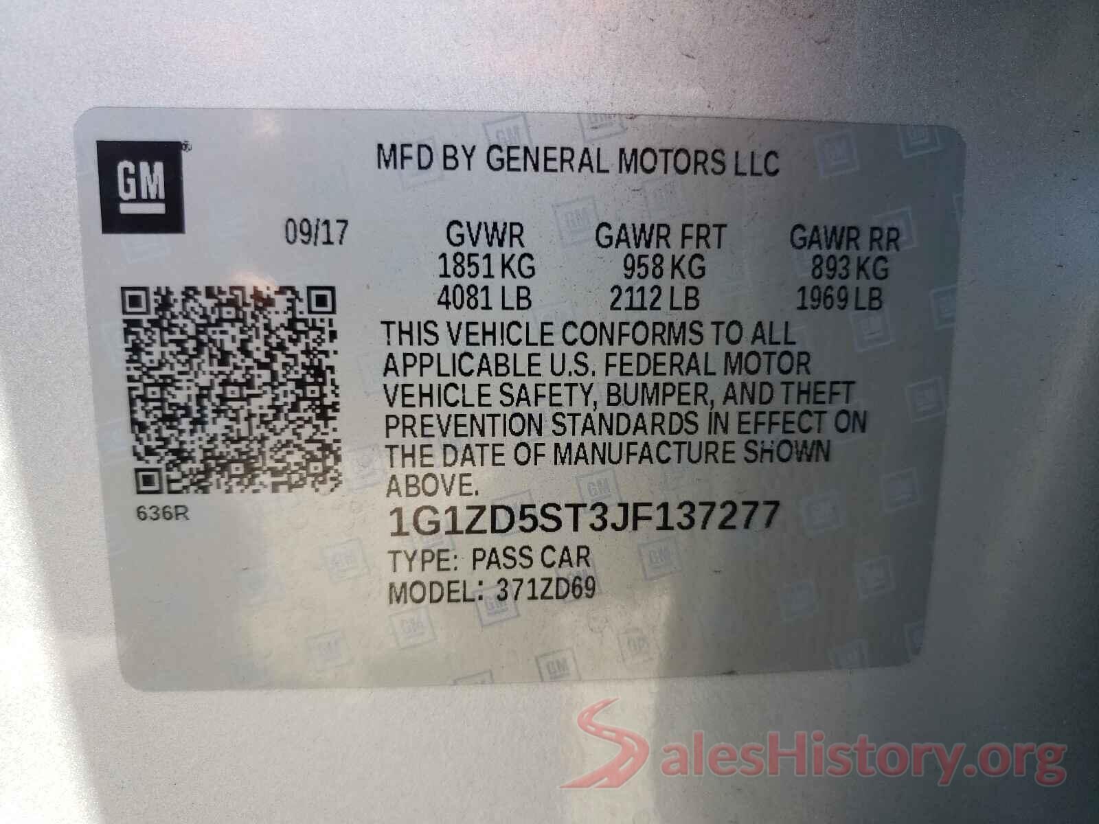 1G1ZD5ST3JF137277 2018 CHEVROLET MALIBU