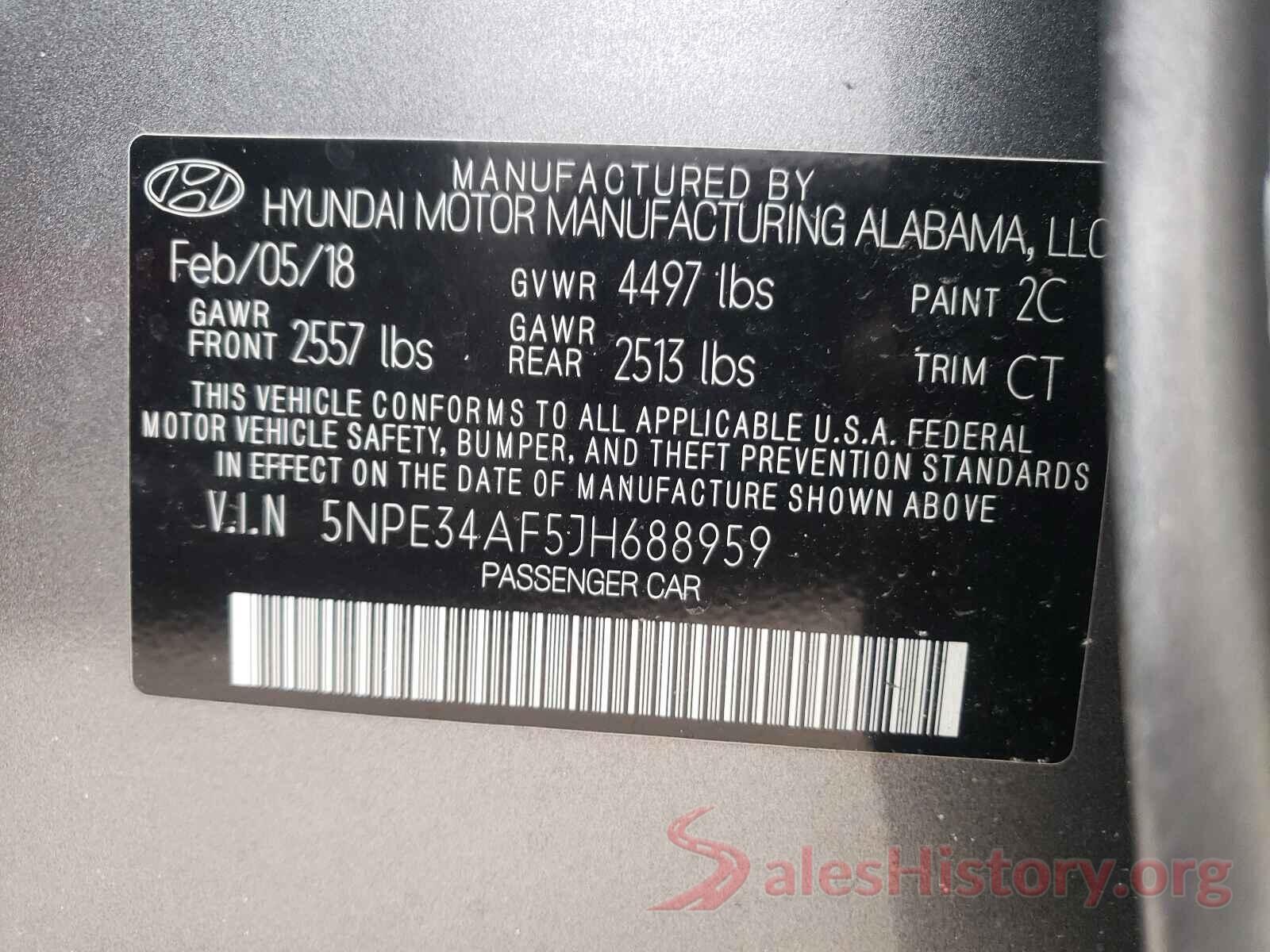 5NPE34AF5JH688959 2018 HYUNDAI SONATA