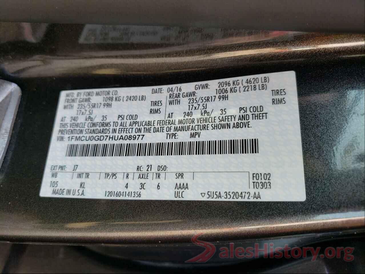 1FMCU0GD7HUA08977 2017 FORD ESCAPE