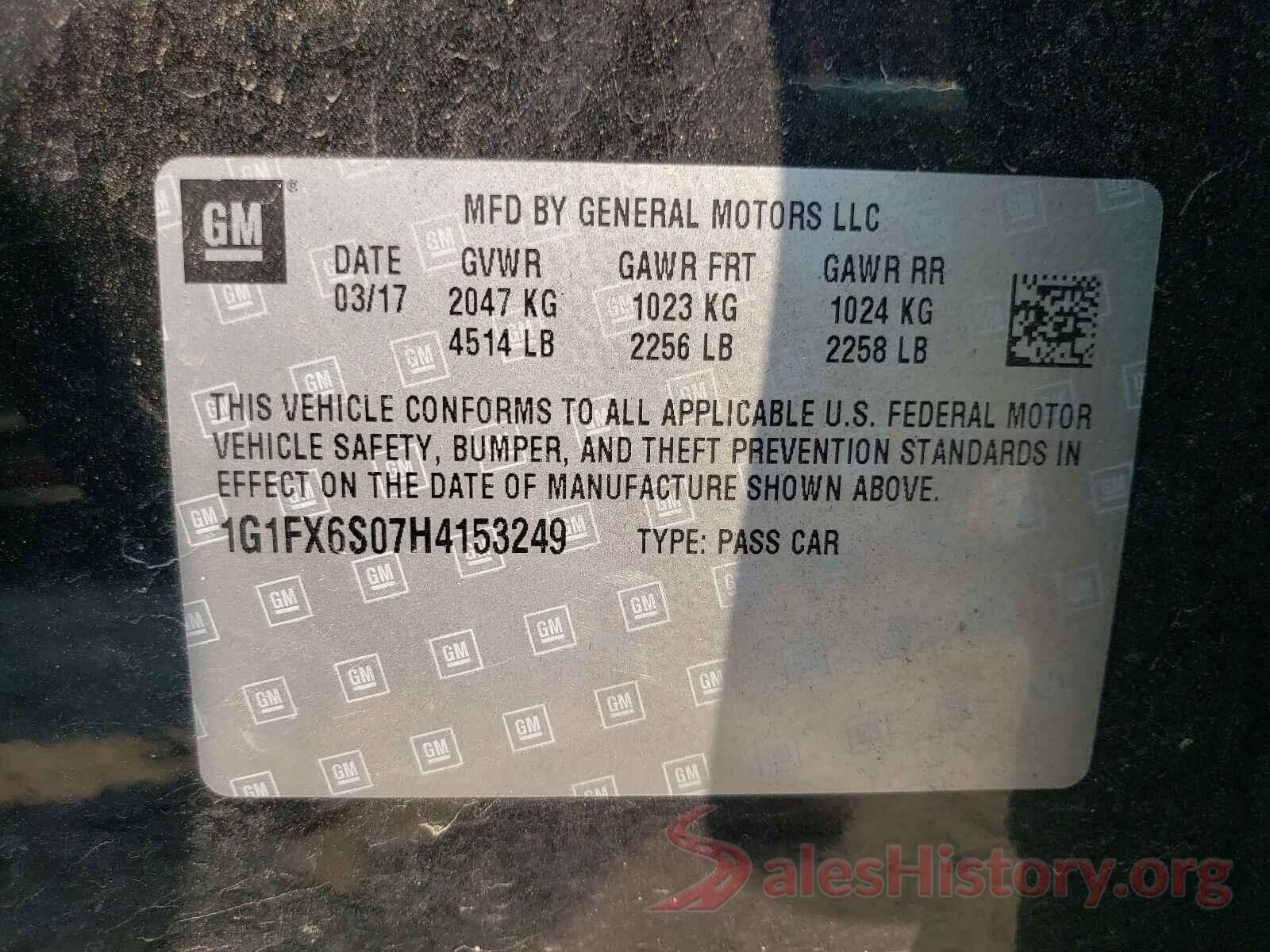 1G1FX6S07H4153249 2017 CHEVROLET BOLT