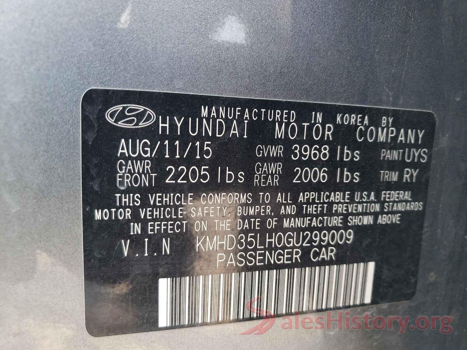 KMHD35LH0GU299009 2016 HYUNDAI ELANTRA