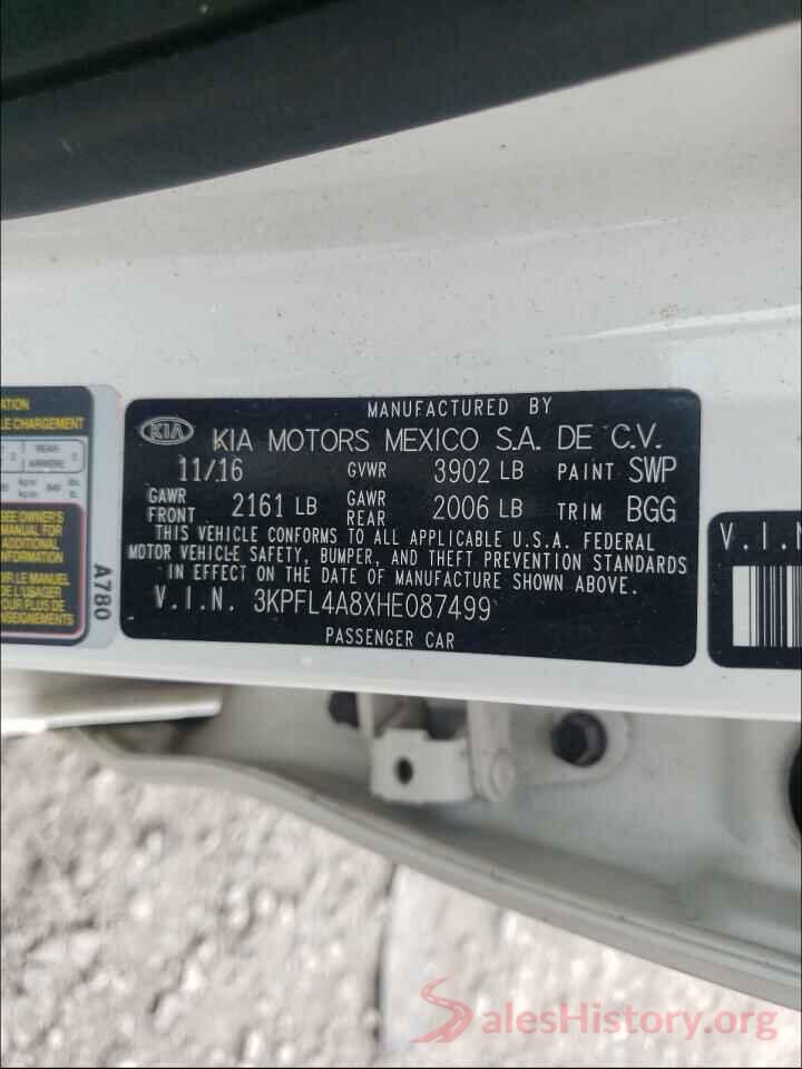 3KPFL4A8XHE087499 2017 KIA FORTE