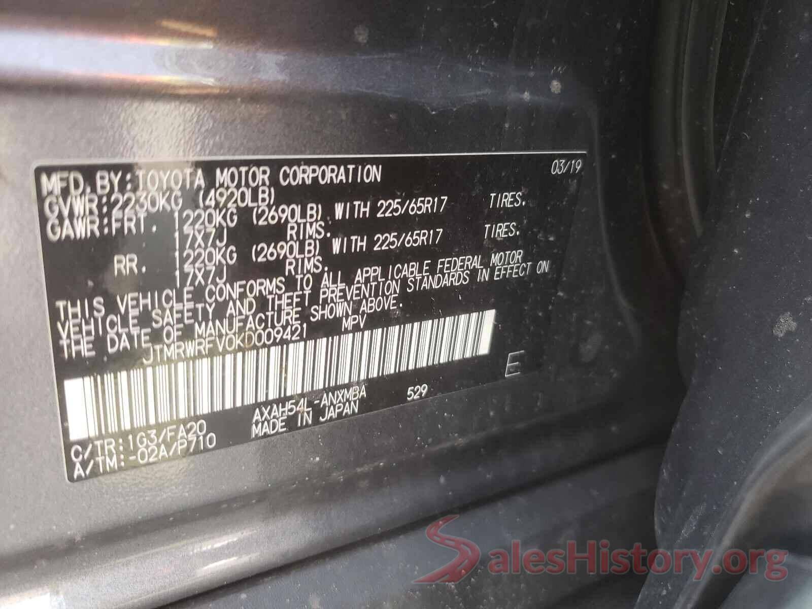 JTMRWRFV0KD009421 2019 TOYOTA RAV4