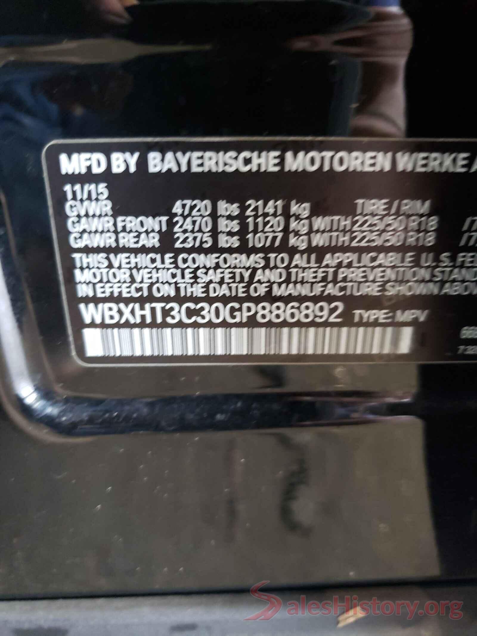 WBXHT3C30GP886892 2016 BMW X1