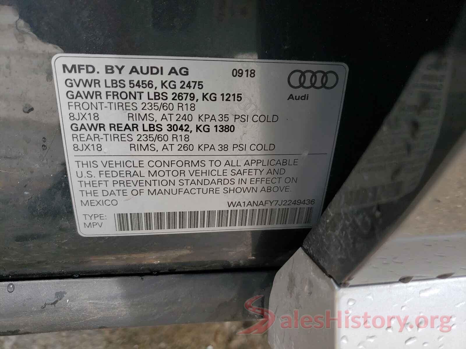 WA1ANAFY7J2249436 2018 AUDI Q5