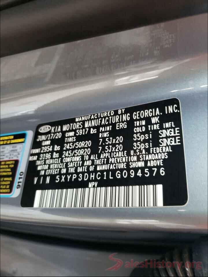 5XYP3DHC1LG094576 2020 KIA TELLURIDE