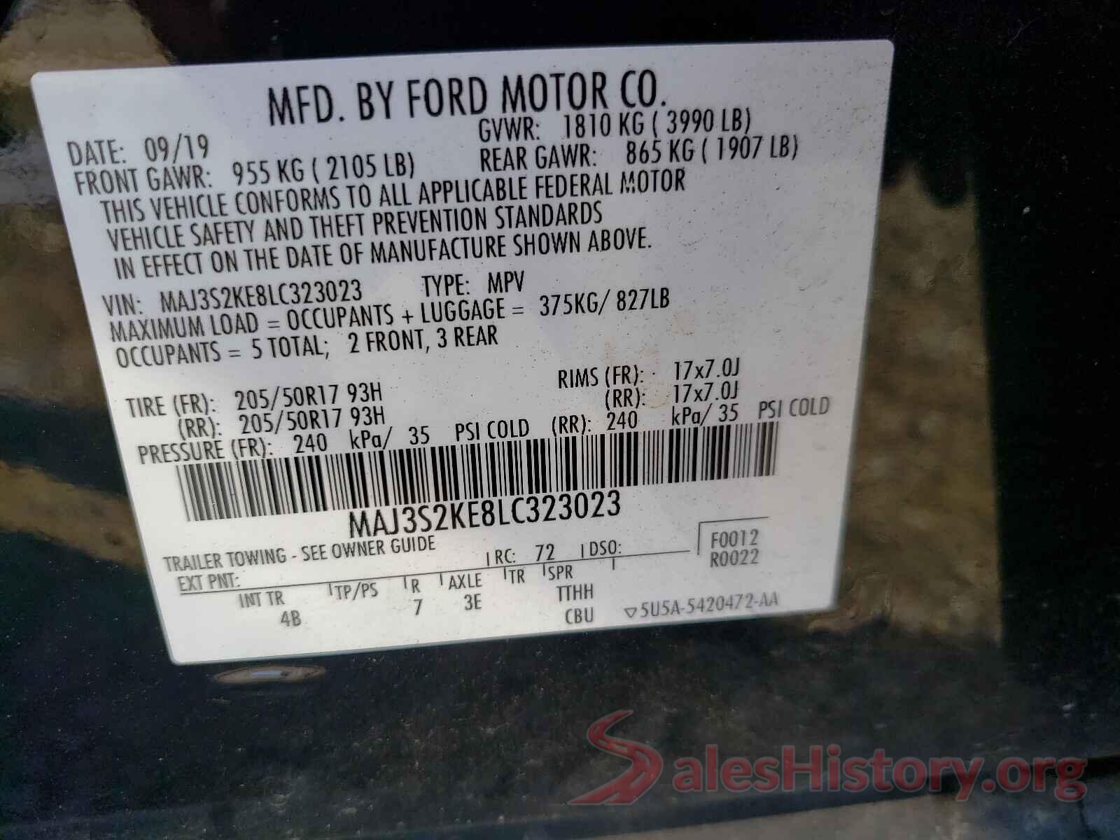 MAJ3S2KE8LC323023 2020 FORD ALL OTHER