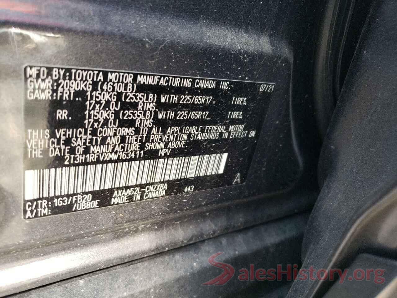 2T3H1RFVXMW163411 2021 TOYOTA RAV4