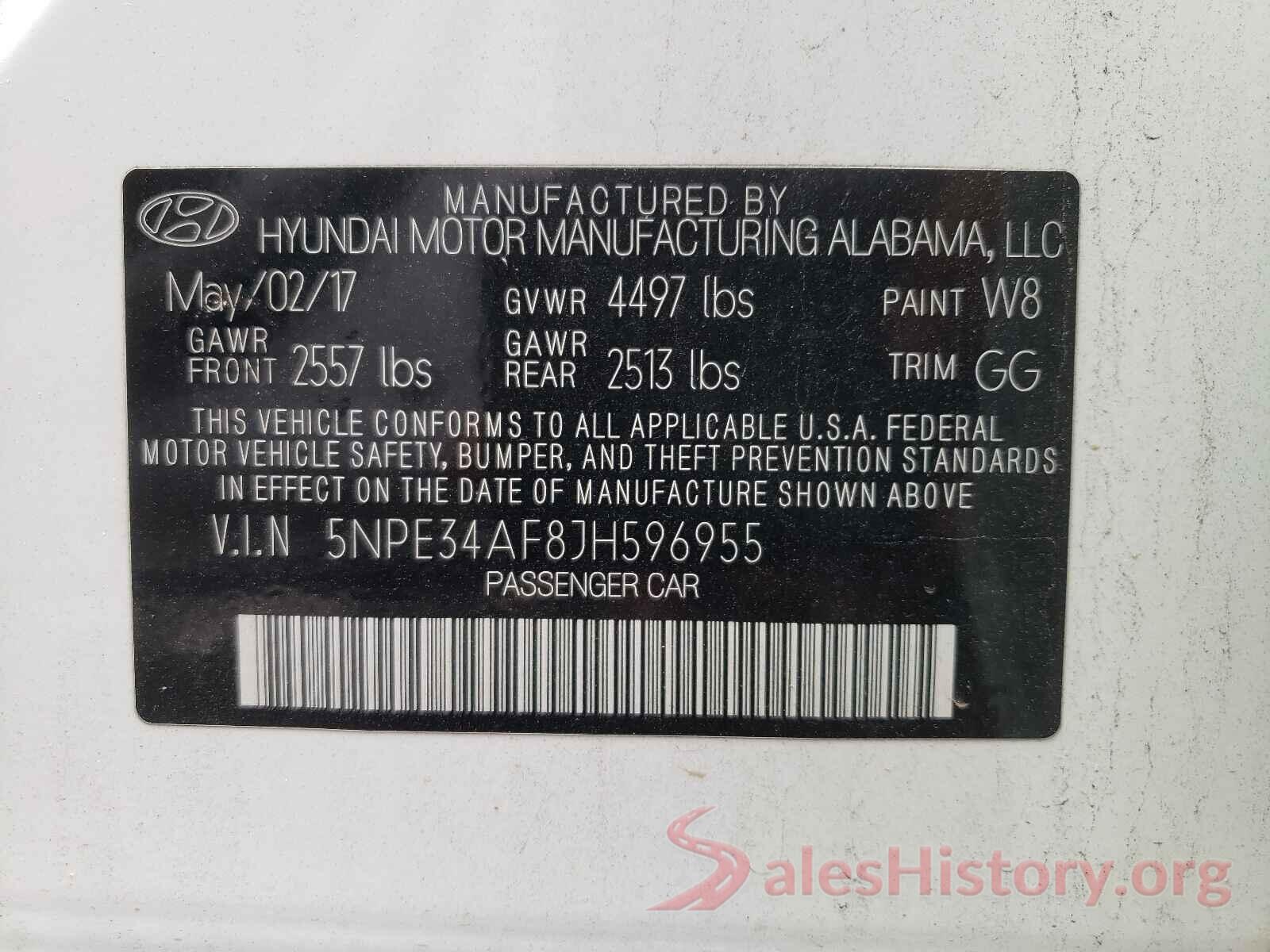 5NPE34AF8JH596955 2018 HYUNDAI SONATA