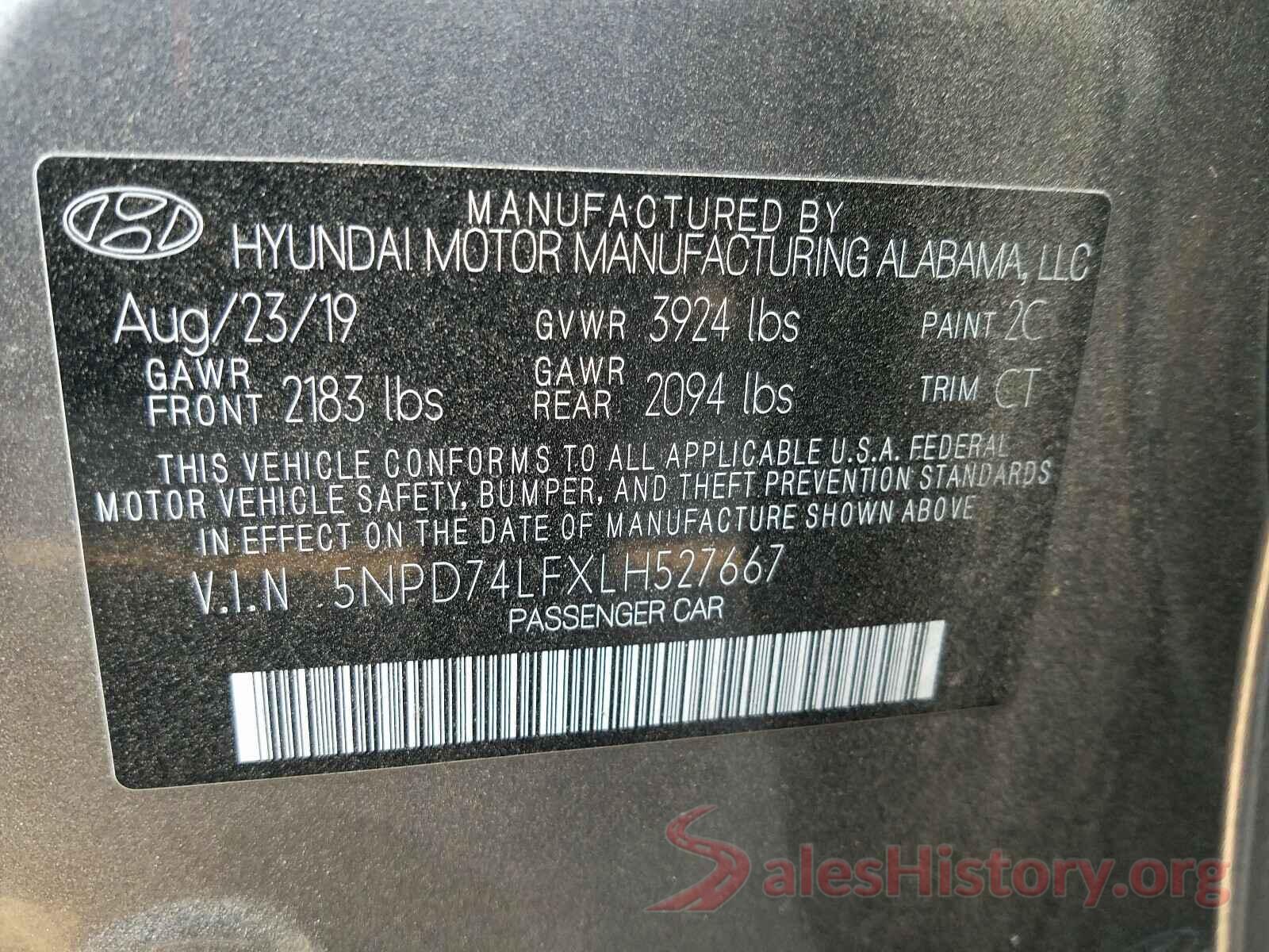 5NPD74LFXLH527667 2020 HYUNDAI ELANTRA