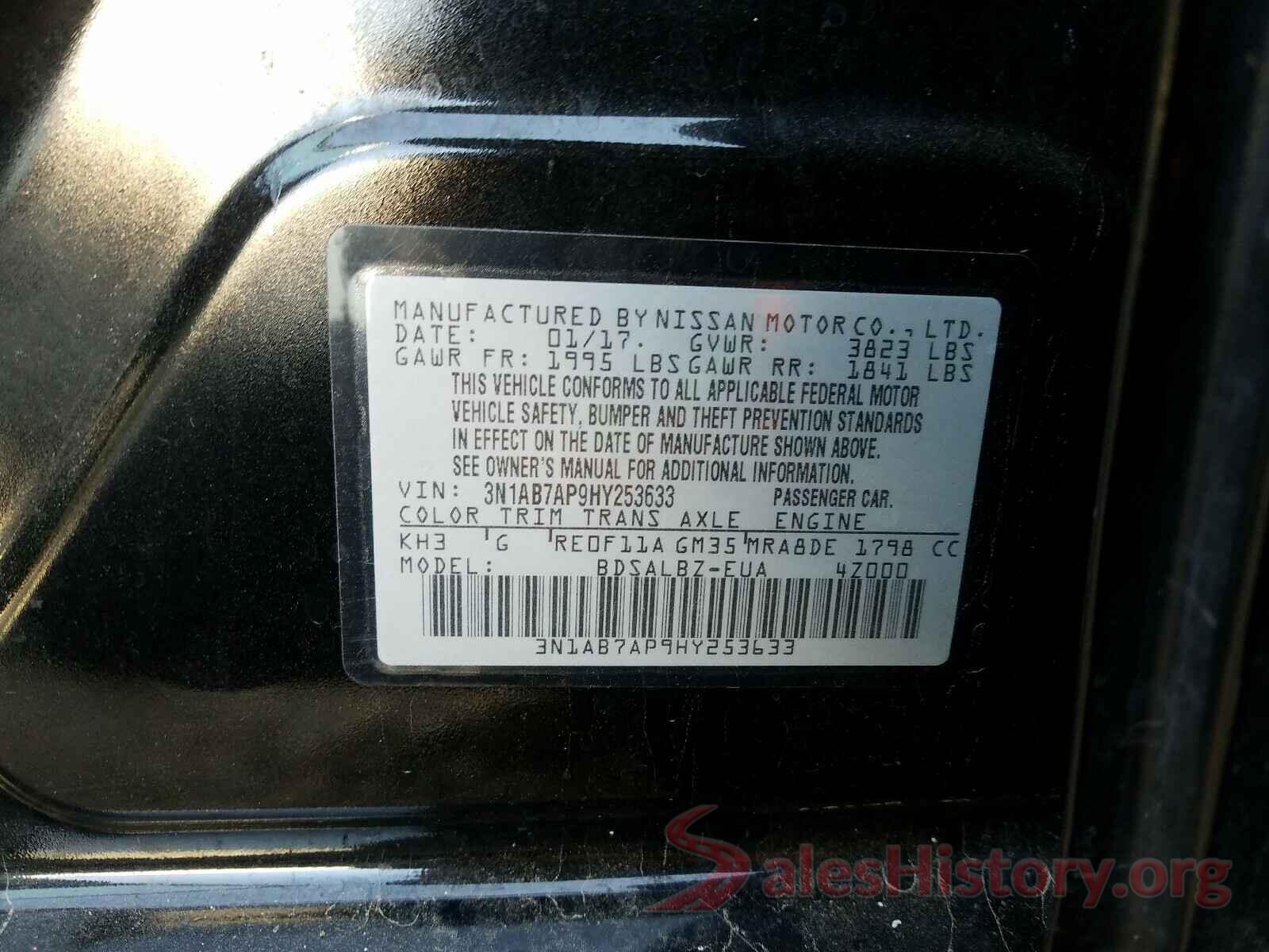 3N1AB7AP9HY253633 2017 NISSAN SENTRA