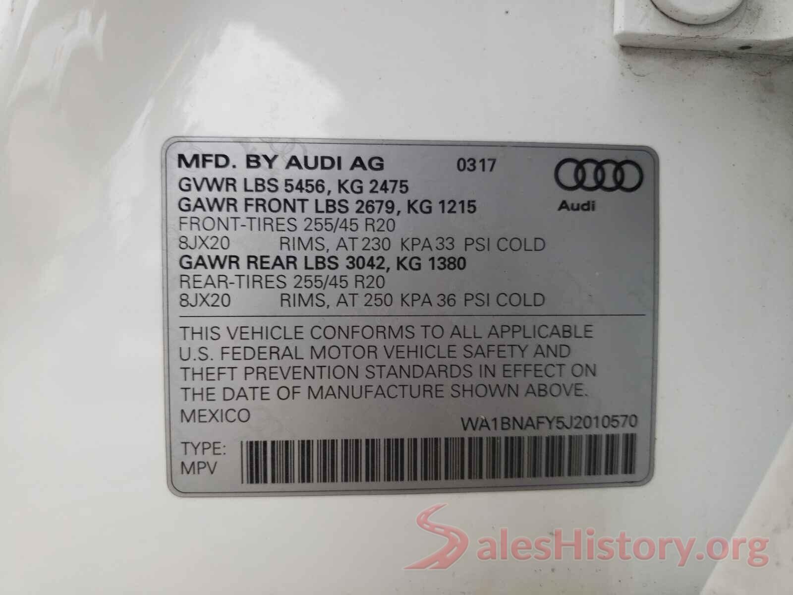 WA1BNAFY5J2010570 2018 AUDI Q5