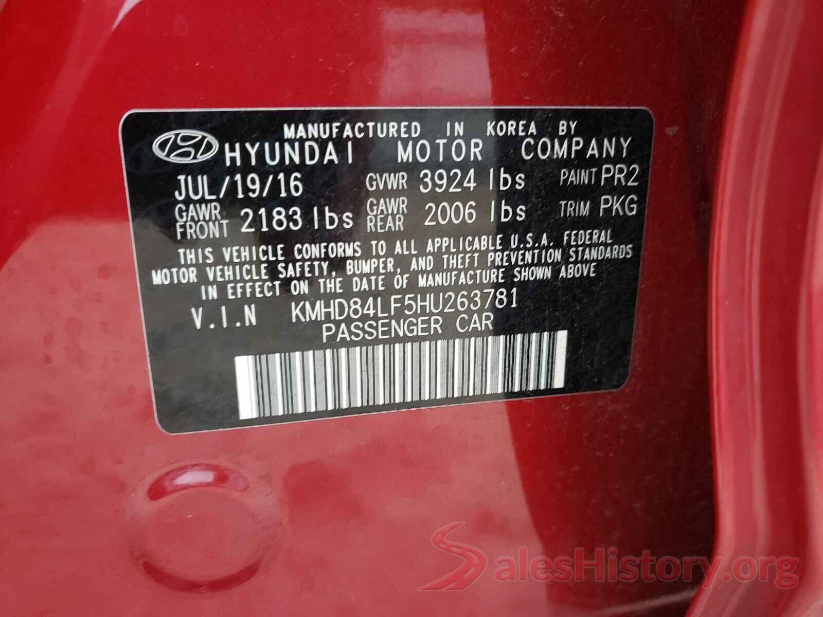 KMHD84LF5HU263781 2017 HYUNDAI ELANTRA