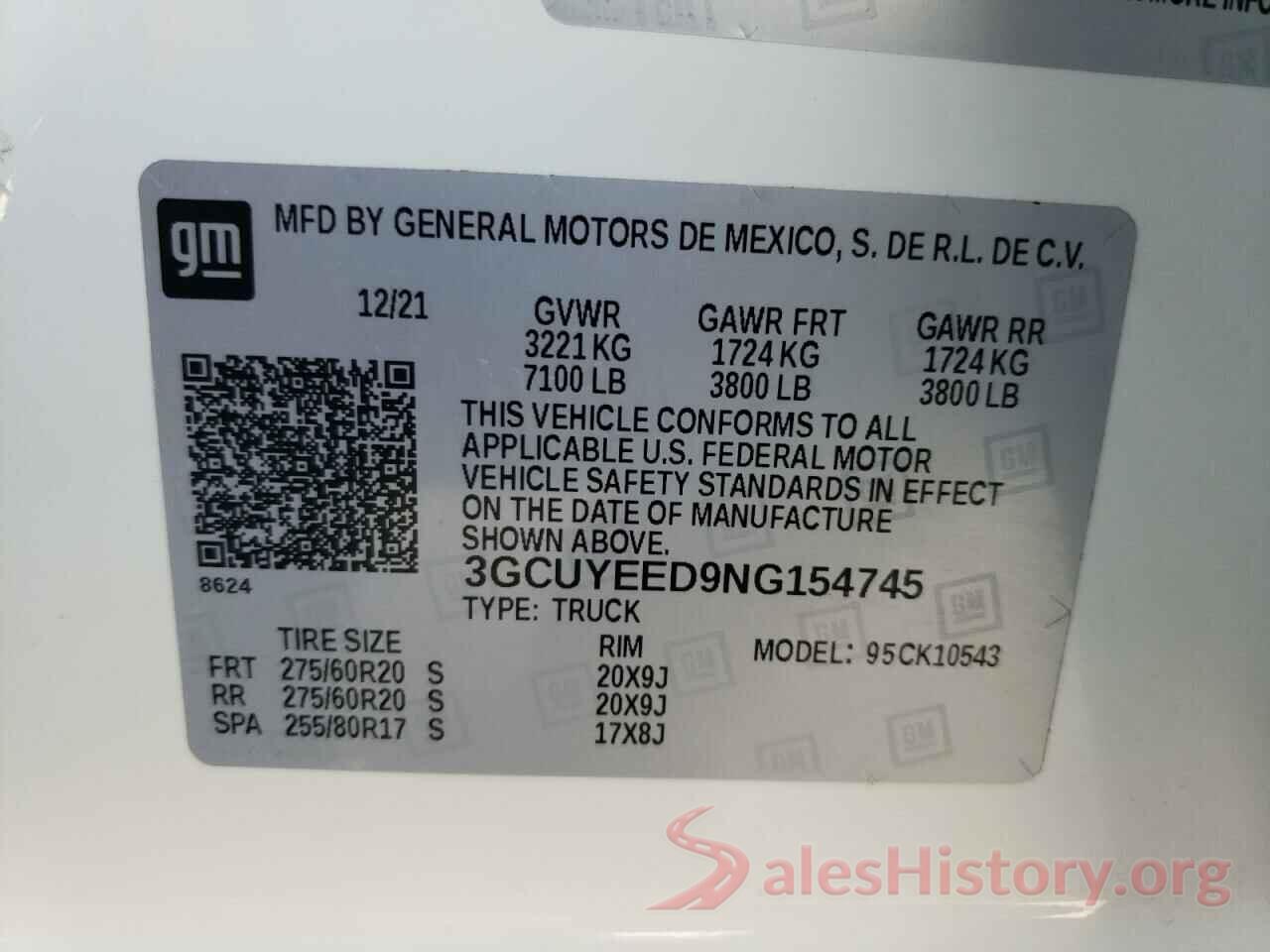 3GCUYEED9NG154745 2022 CHEVROLET SILVERADO