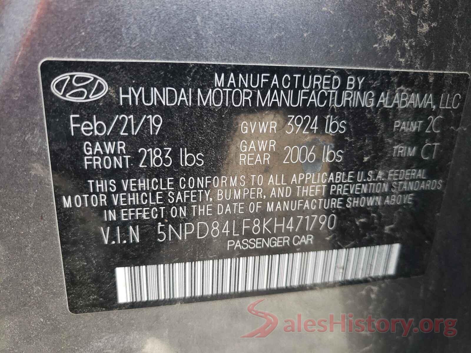 5NPD84LF8KH471790 2019 HYUNDAI ELANTRA