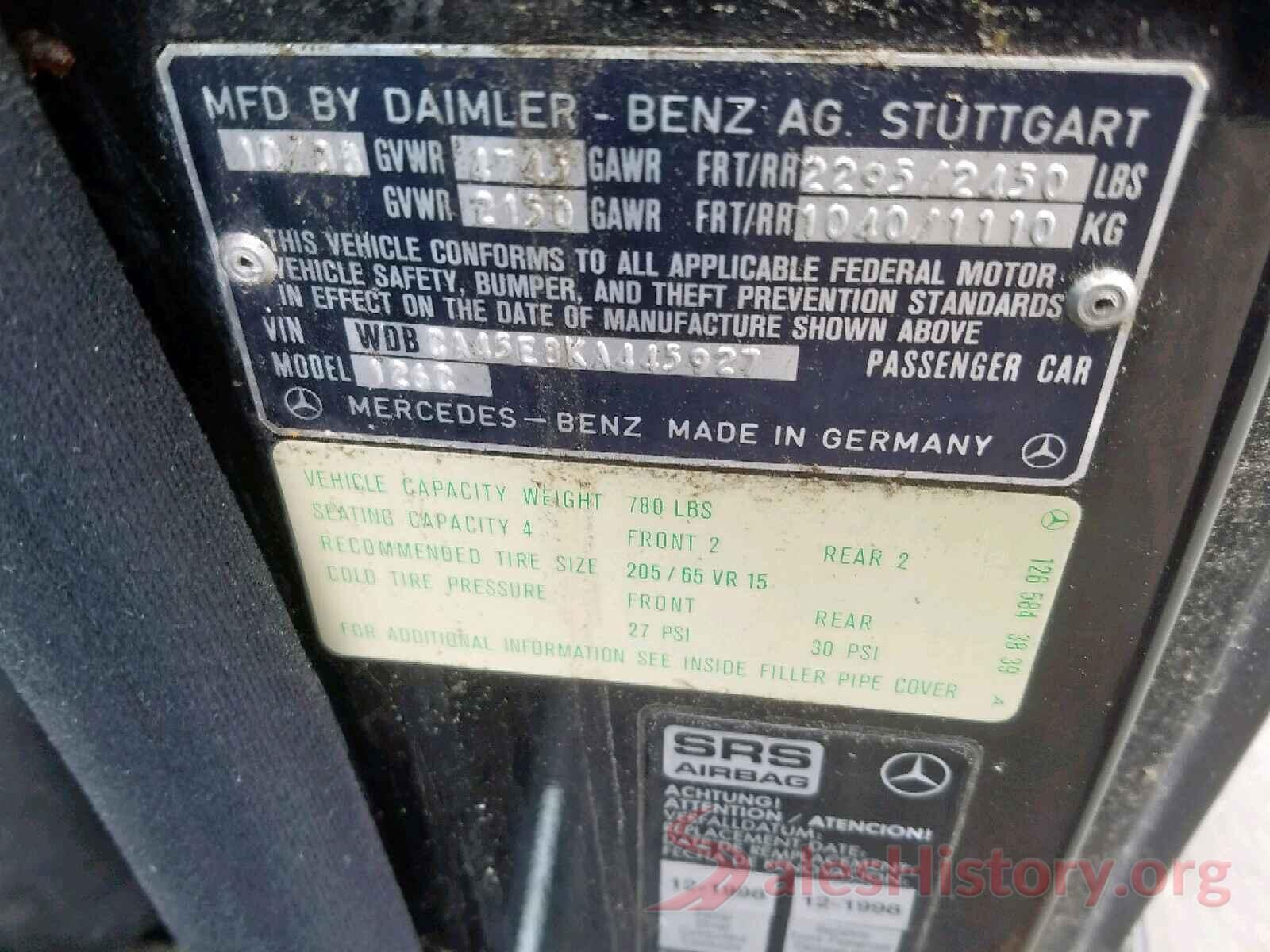 WDBCA45E8KA445927 1989 MERCEDES-BENZ ALL OTHER