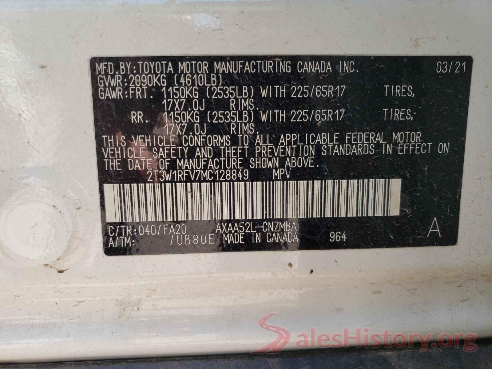 2T3W1RFV7MC128849 2021 TOYOTA RAV4