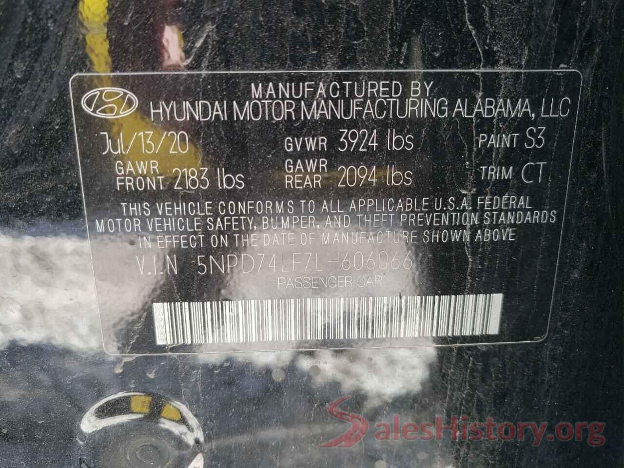 5NPD74LF7LH606066 2020 HYUNDAI ELANTRA