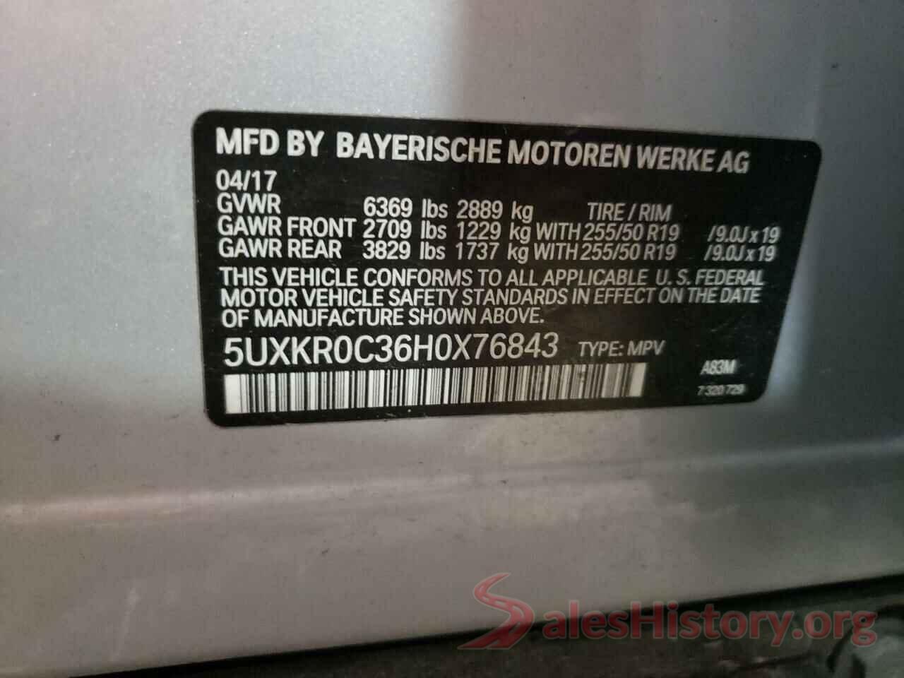 5UXKR0C36H0X76843 2017 BMW X5