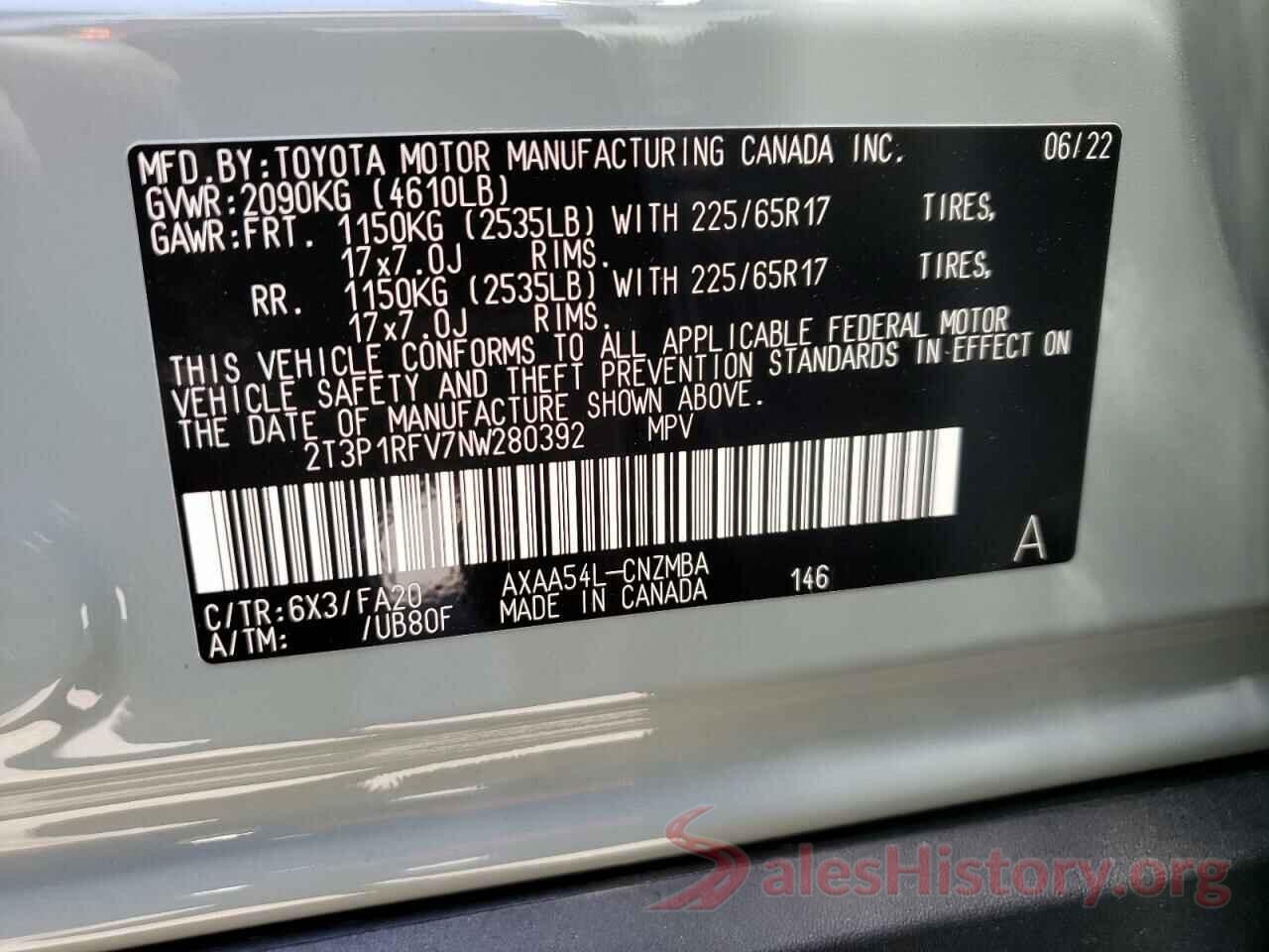 2T3P1RFV7NW280392 2022 TOYOTA RAV4