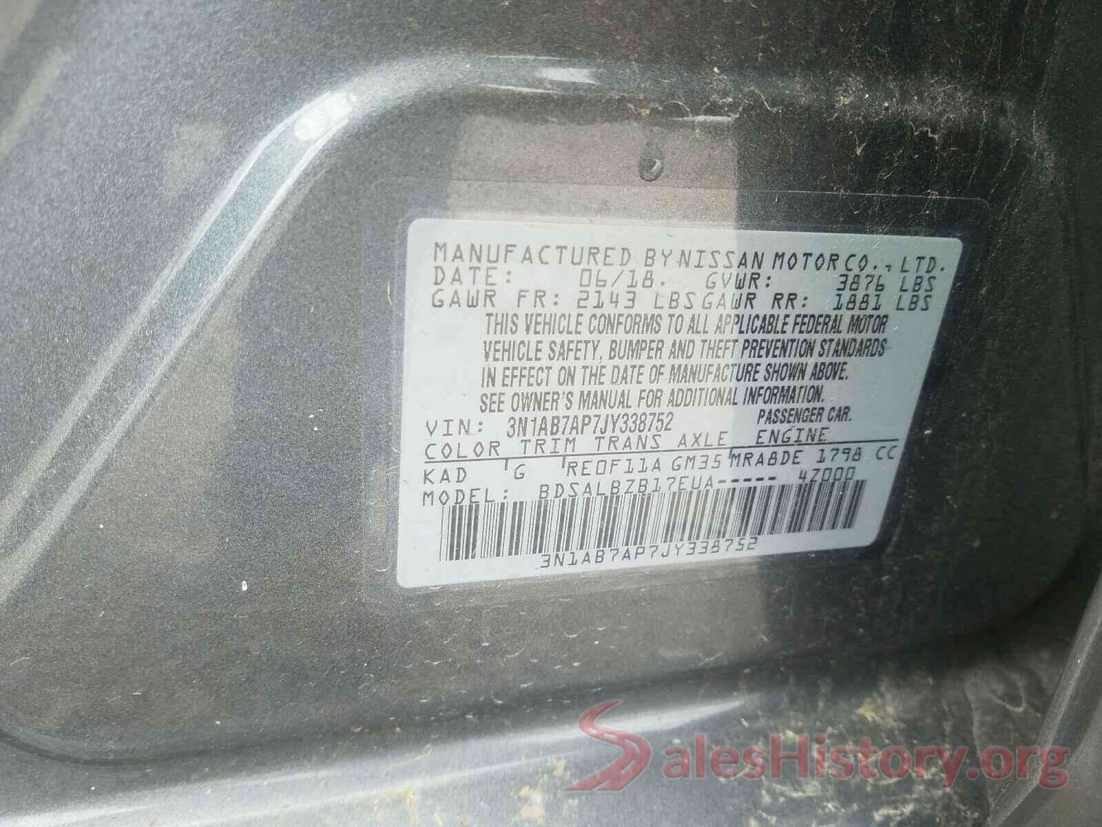 3N1AB7AP7JY338752 2018 NISSAN SENTRA