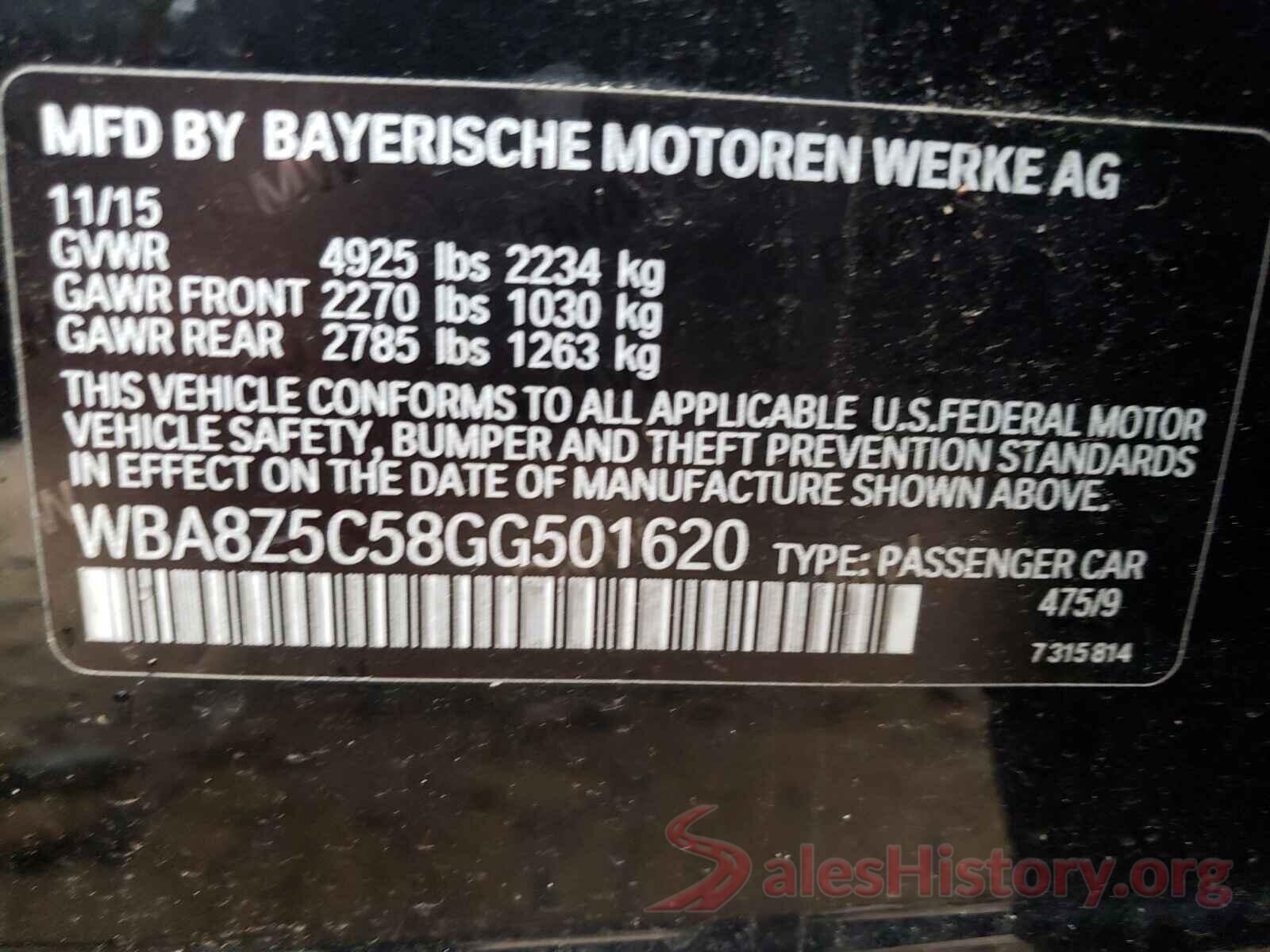 WBA8Z5C58GG501620 2016 BMW 3 SERIES