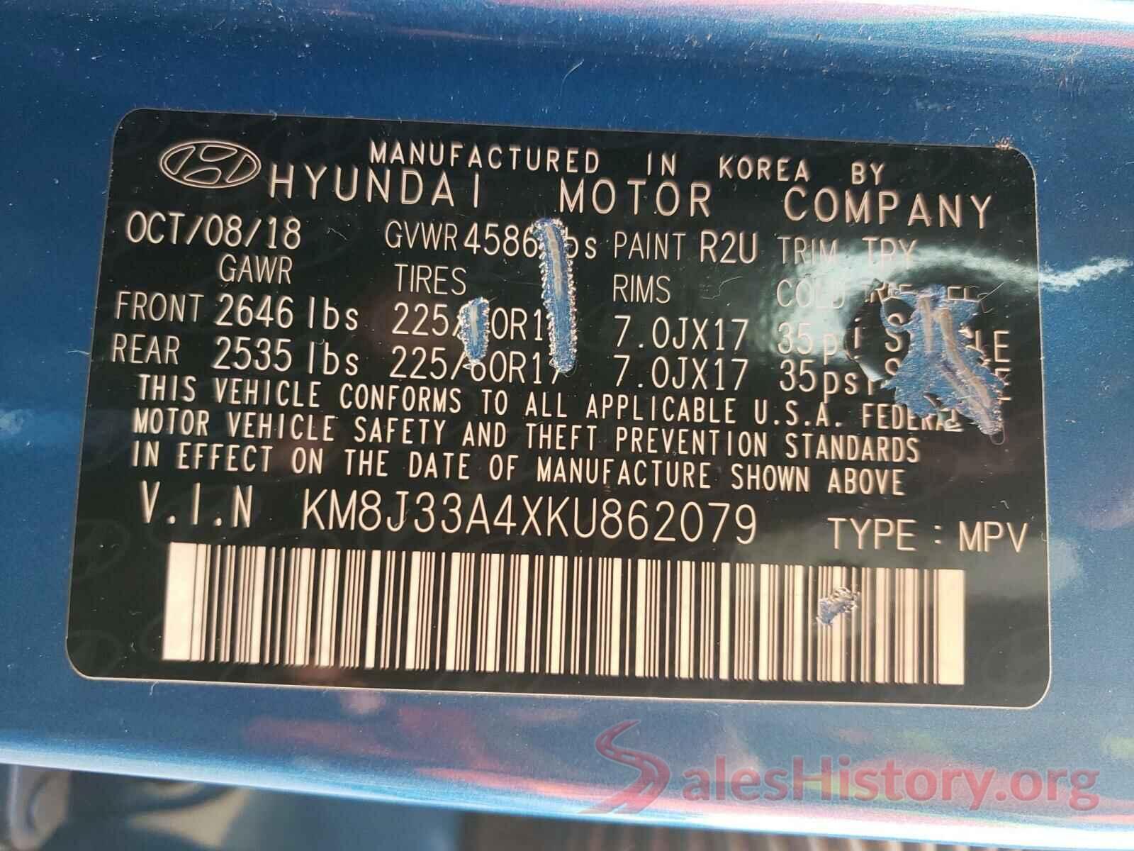 KM8J33A4XKU862079 2019 HYUNDAI TUCSON