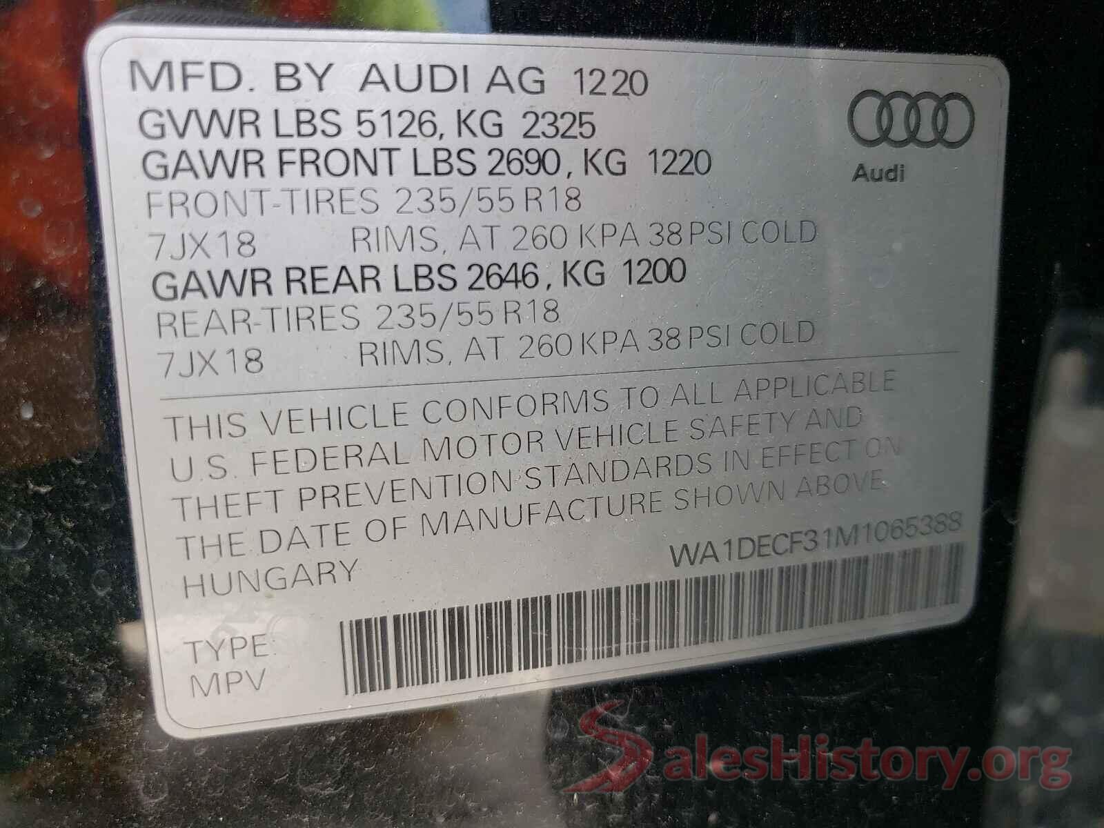 WA1DECF31M1065388 2021 AUDI Q3