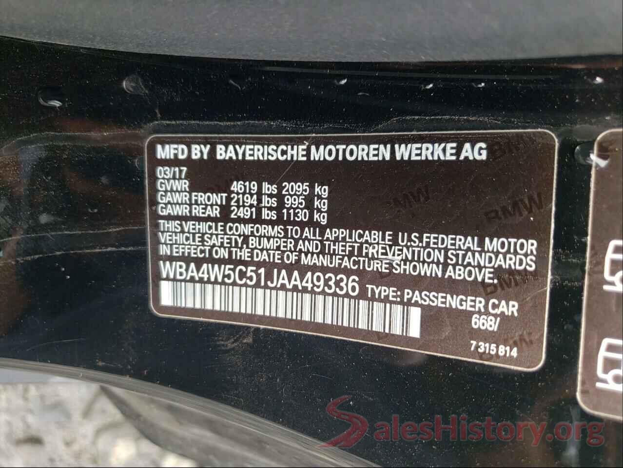 WBA4W5C51JAA49336 2018 BMW 4 SERIES