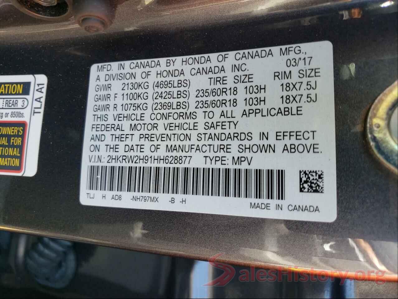 2HKRW2H91HH628877 2017 HONDA CRV