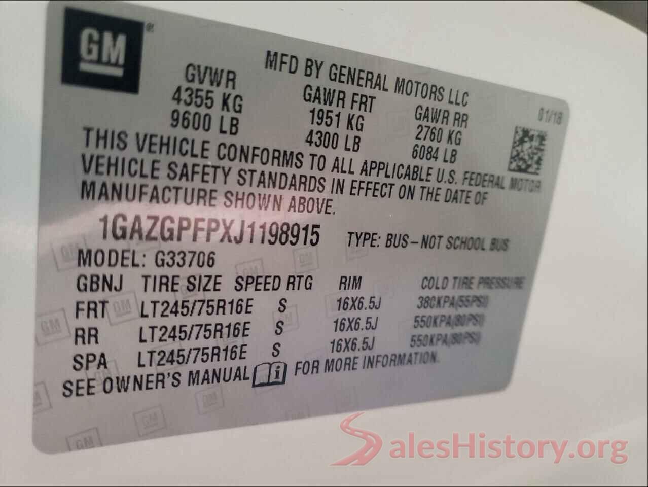 1GAZGPFPXJ1198915 2018 CHEVROLET EXPRESS