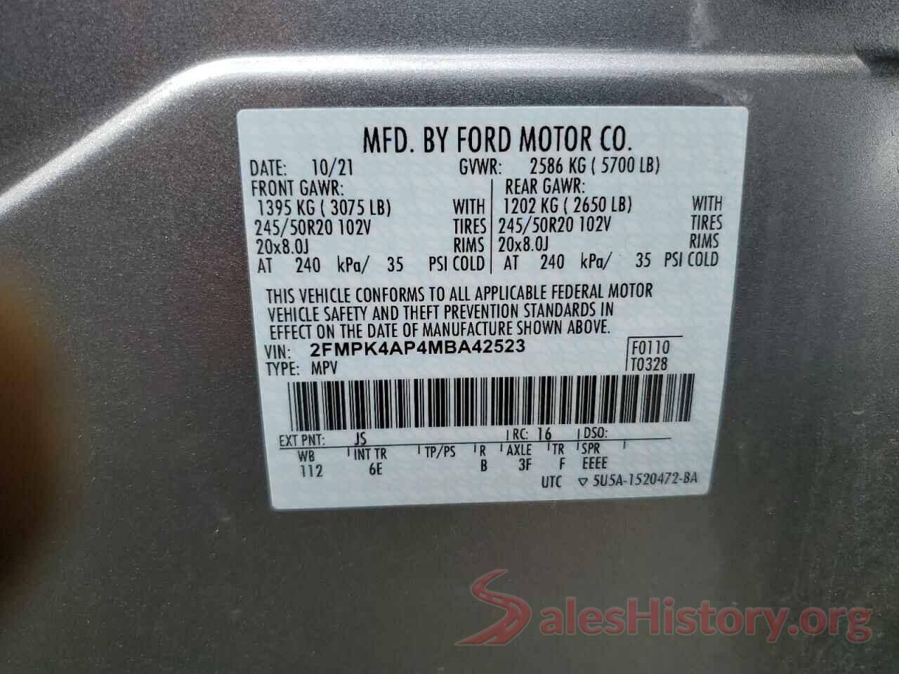 2FMPK4AP4MBA42523 2021 FORD EDGE