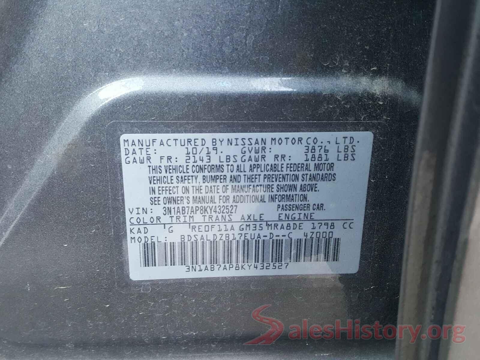 3N1AB7AP8KY432527 2019 NISSAN SENTRA