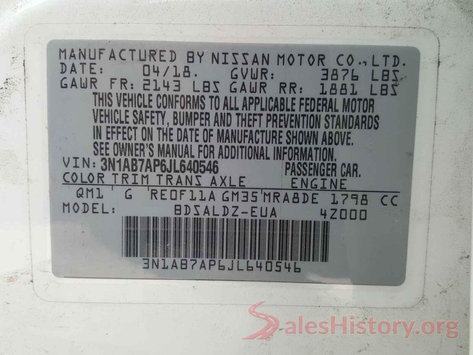 3N1AB7AP6JL640546 2018 NISSAN SENTRA