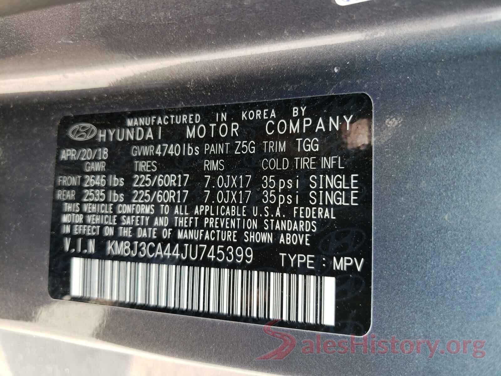 KM8J3CA44JU745399 2018 HYUNDAI TUCSON