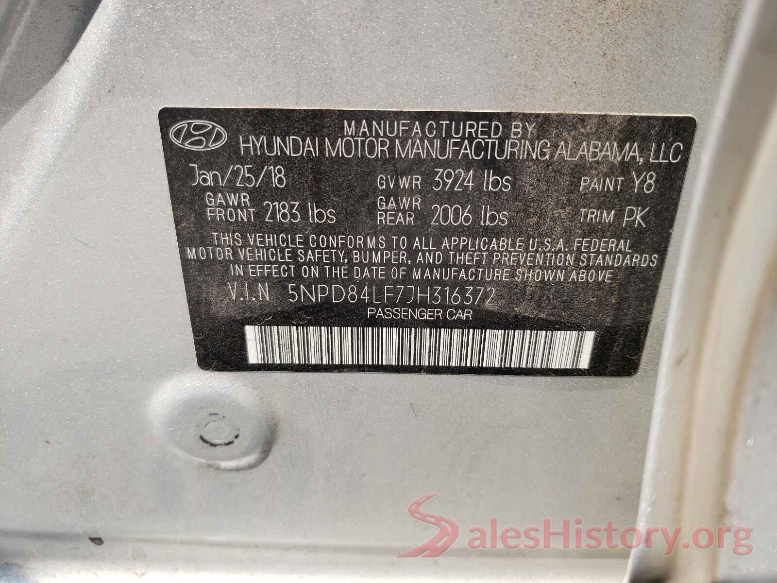 5NPD84LF7JH316372 2018 HYUNDAI ELANTRA