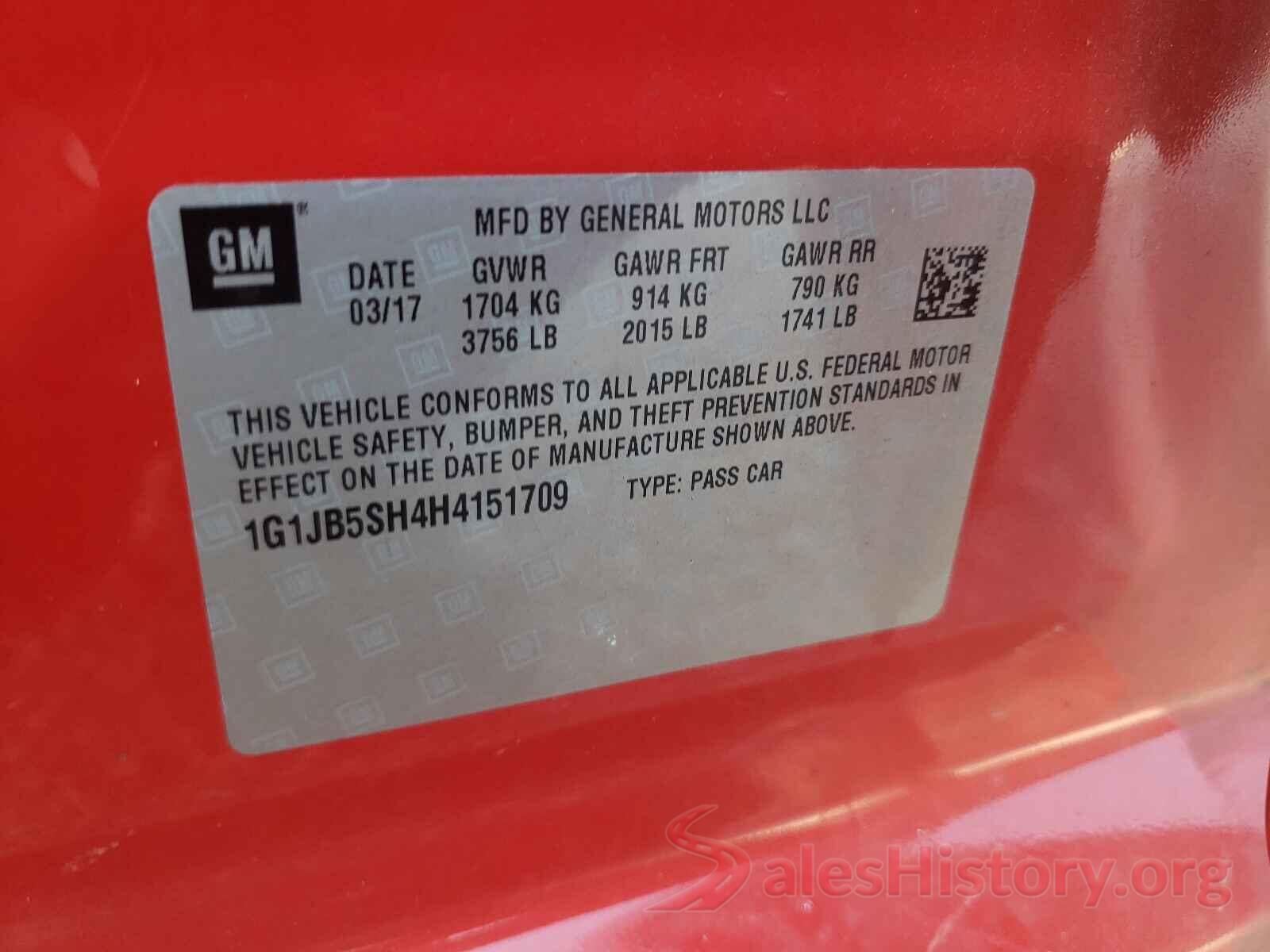 1G1JB5SH4H4151709 2017 CHEVROLET SONIC