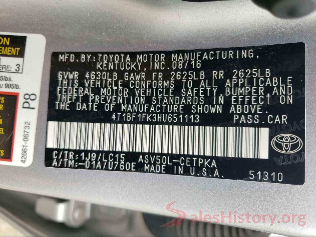 4T1BF1FK3HU651113 2017 TOYOTA CAMRY