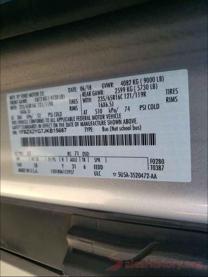 1FBZX2YG7JKB15687 2018 FORD TRANSIT CO