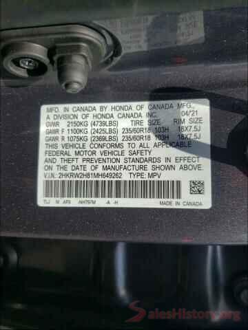 2HKRW2H81MH649262 2021 HONDA CRV