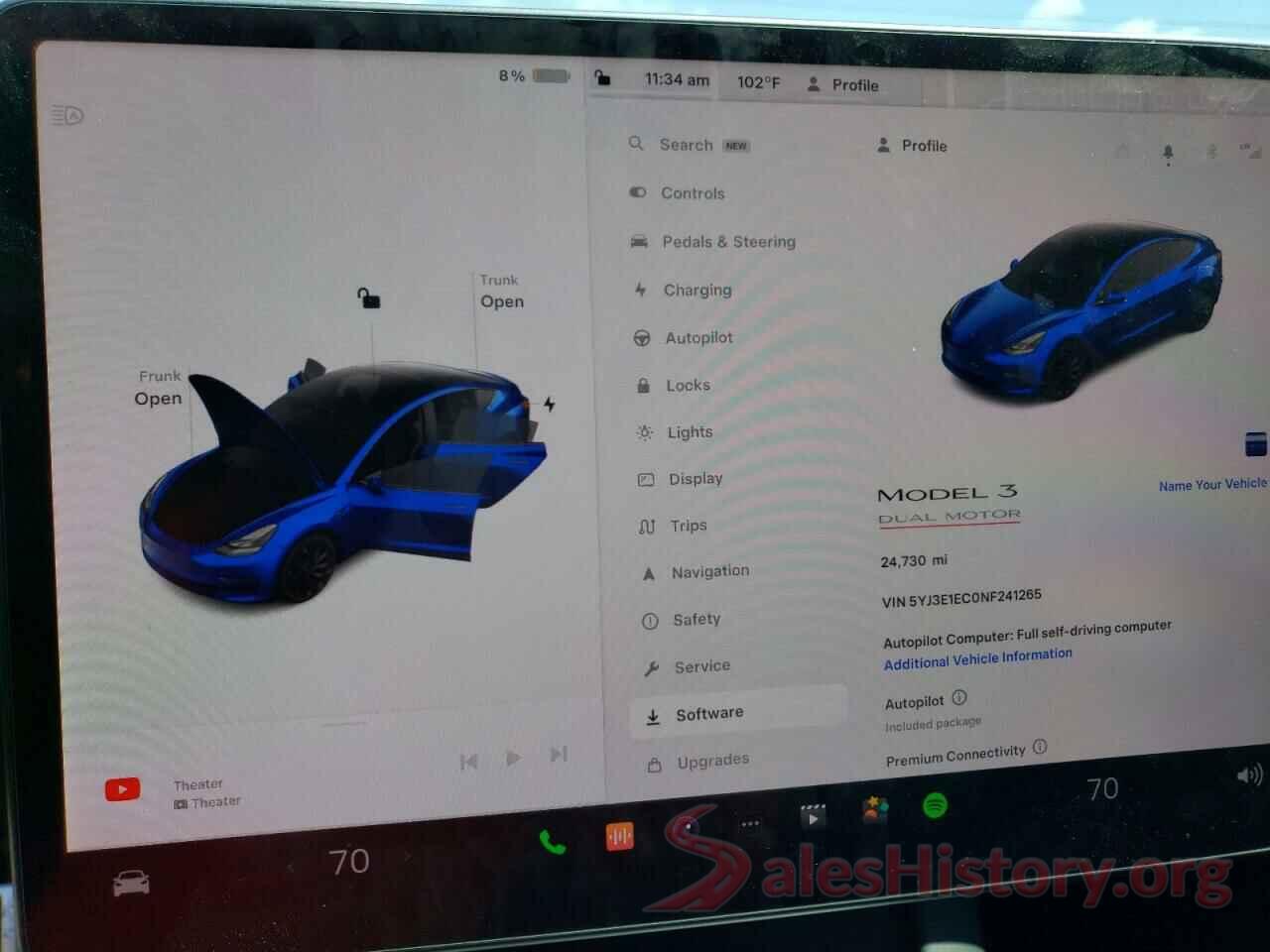 5YJ3E1EC0NF241265 2022 TESLA MODEL 3