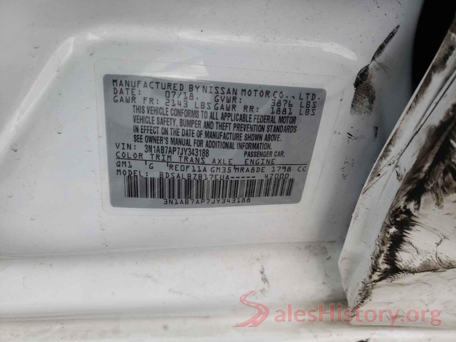 3N1AB7AP7JY343188 2018 NISSAN SENTRA